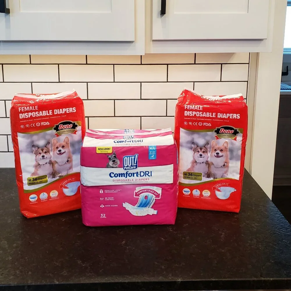 Dono Disposable Dog Diapers Female, Super Absorbent Doggie Diaper, Size: M/L